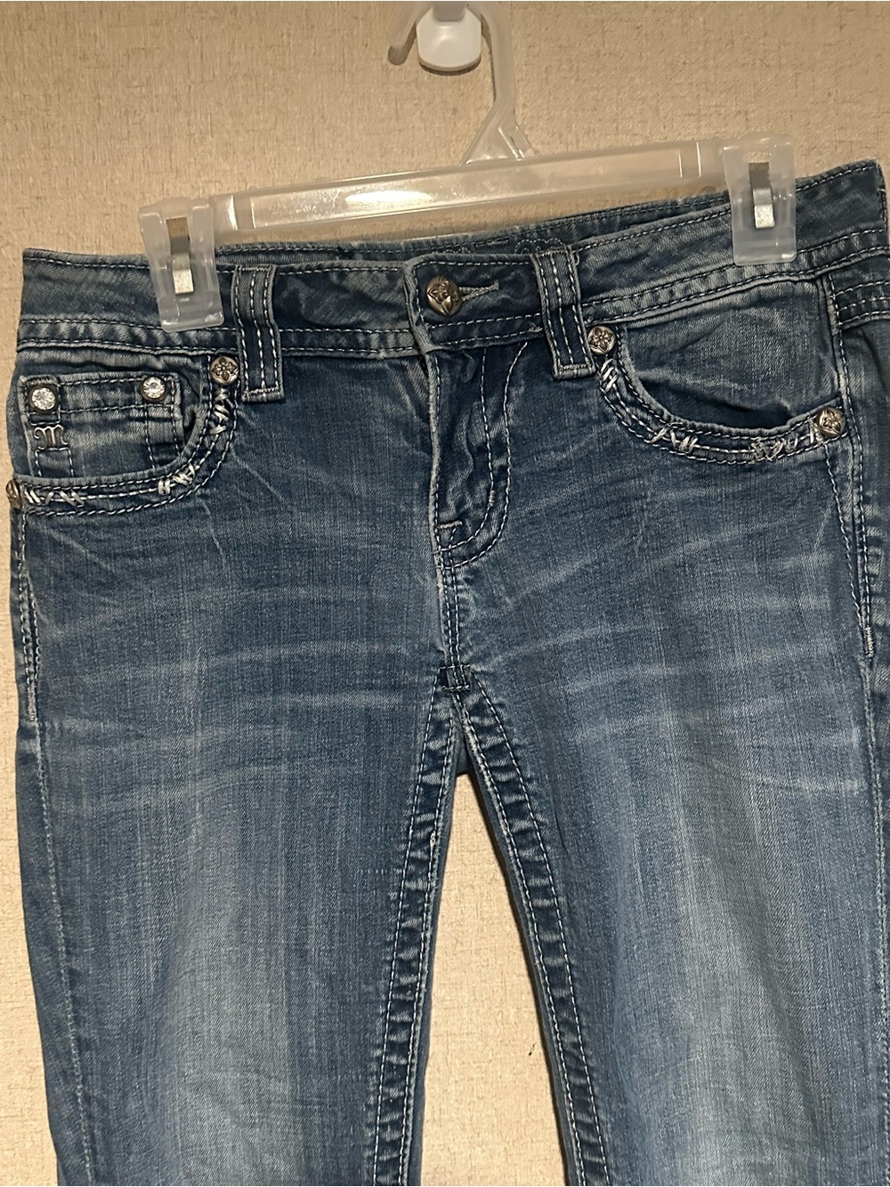 Miss Me Size 28 Rhinestone Embellished Signature Skinny Jeans Bling Studded - Picture 2 of 6